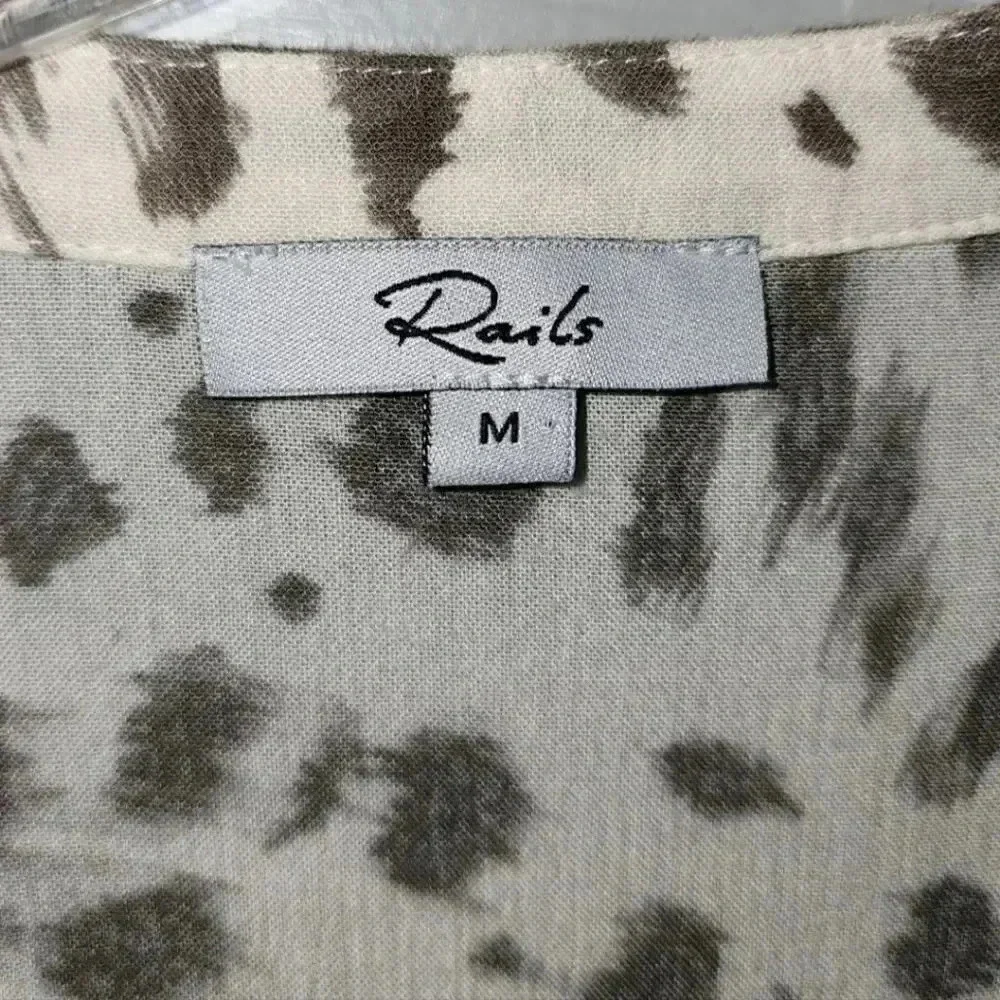 Rails Lydia Puma Animal Print Long Sleeve Lightweight Top Blouse M